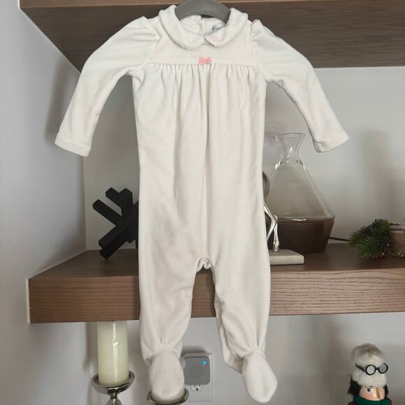 Ralph Lauren Pink Bow Tie, Velvet Footed Jumpsuit - Picture 1 of 6